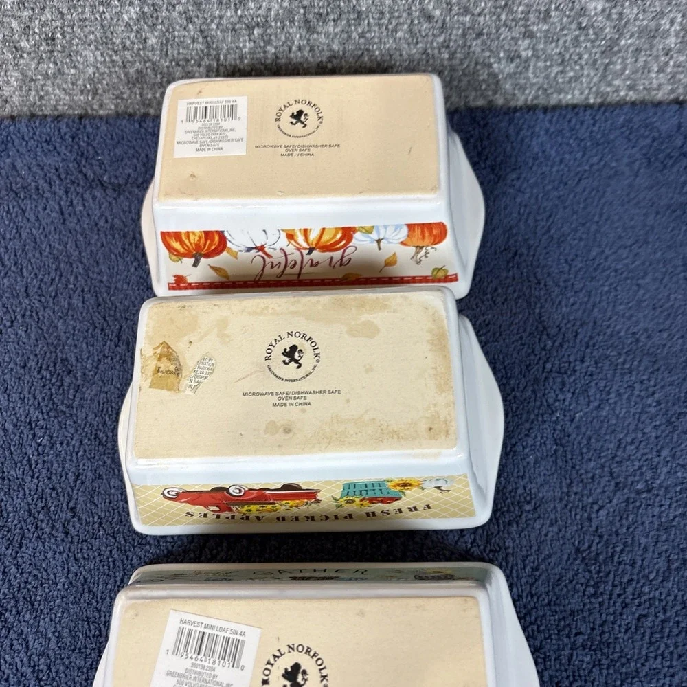 Royal Norfolk Harvest Mini Bread Loaf Pans Holidays Fall Gathering Set Of 4